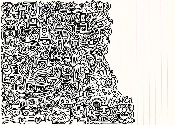 Ilustrasi Monster imut Doodle dengan latar belakang ruang fotokopi - Stok Vektor