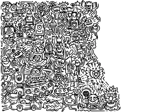 Illustrazione di Mostro carino Doodle con sfondo spazio di copia — Vettoriale Stock