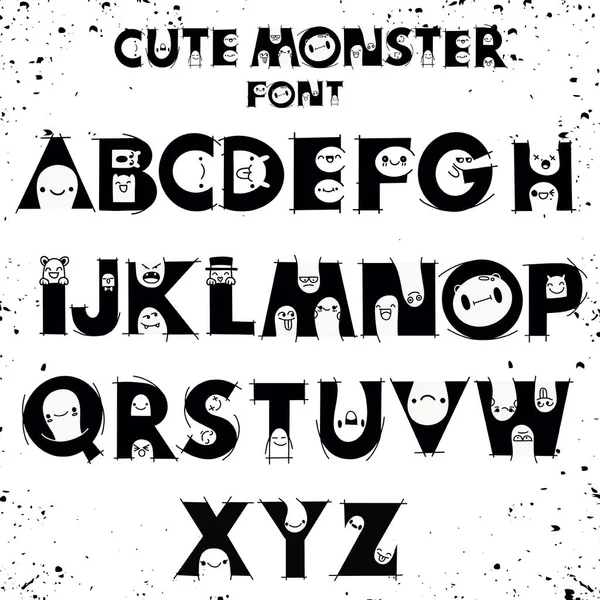 Sevimli ve komik canavarlar ile alfabe — Stok Vektör