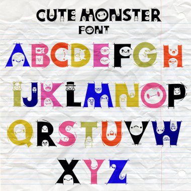 Sevimli ve komik canavarlar ile alfabe