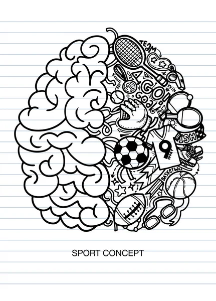 Creative concept of the human brain, Sport Concept, vector illus — Stock Vector