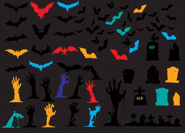 Colección de siluetas de halloween icono, elementos para hallowe — Vector de stock