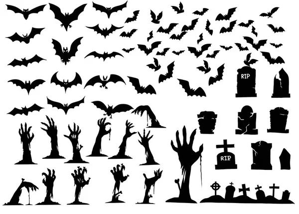 Kolekcja Halloweenowych sylwetek ikona, elementy Hallowe — Wektor stockowy