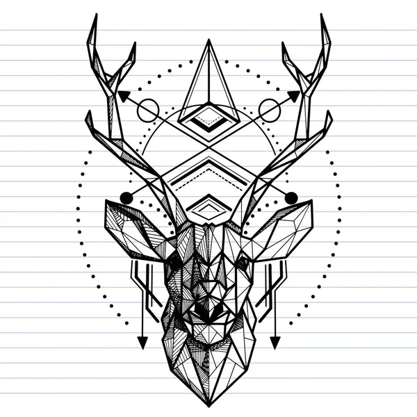 Deer low poly, Vector. Résumé polygonal la tête d'un cerf. Ge — Image vectorielle