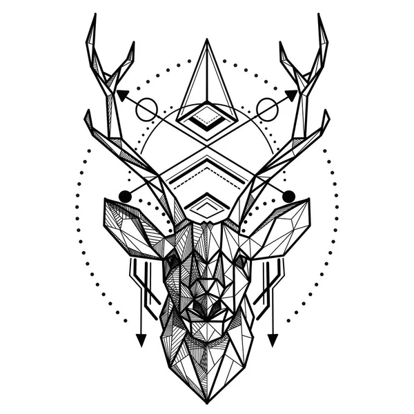 Deer low poly ,Vector. Abstract polygonal the head of a deer. Ge — Stock Vector
