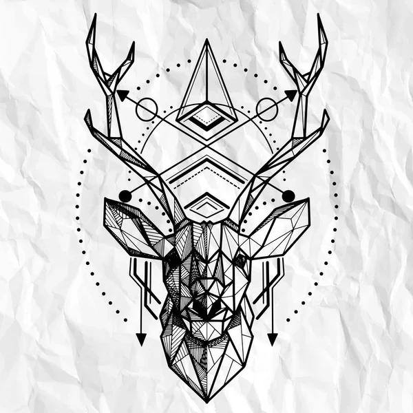 Deer low poly, Vector. Résumé polygonal la tête d'un cerf. Ge — Image vectorielle