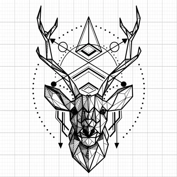 Deer low poly ,Vector. Abstract polygonal the head of a deer. Ge — Stock Vector