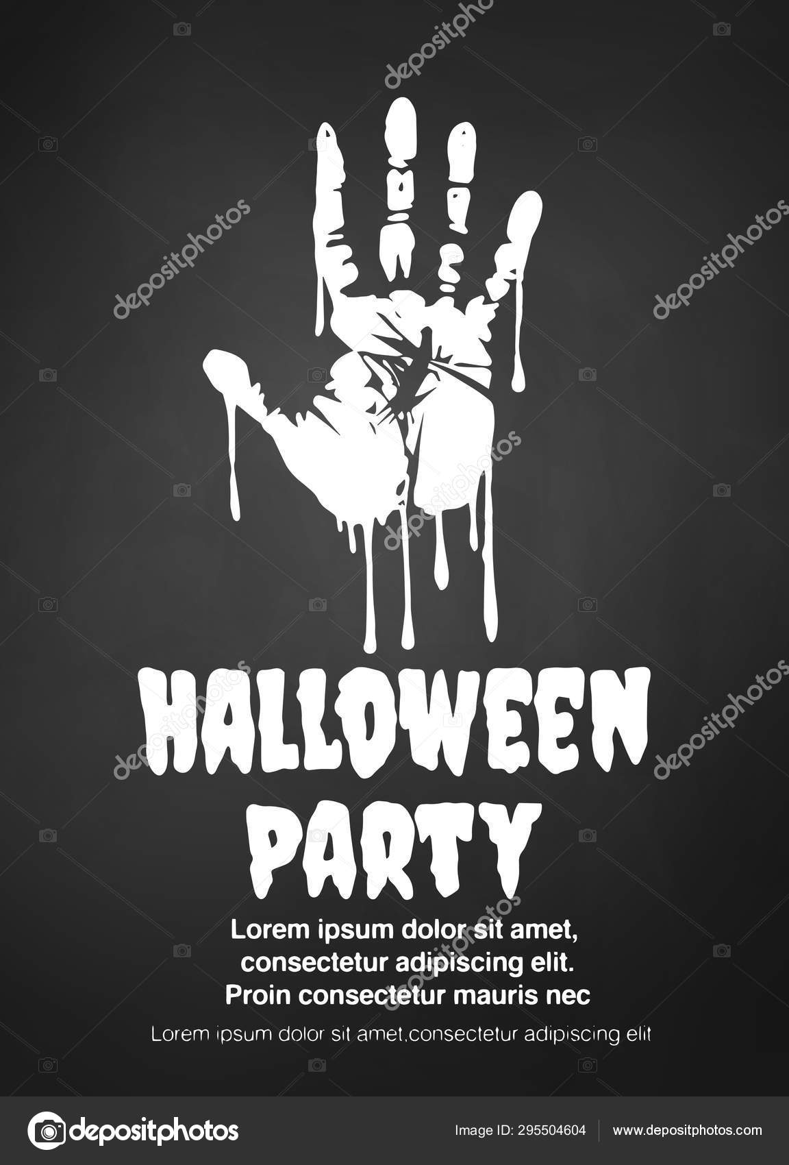 Bloody Handprint Inscription Painted Brush Bloody Halloween Greeting