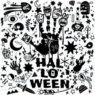 vektör el çizilmiş Doodle karikatür seti nesneleri ve sembolleri t