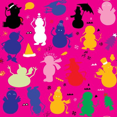 Merry Chr için arka planda Kar adam ile Sevimli sorunsuz desen