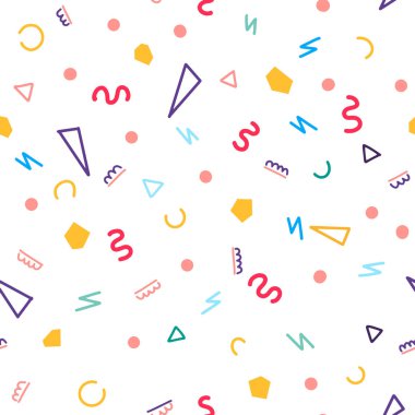 Doodle Retro memphis geometrik çizgi şekli ile dikişsiz desen