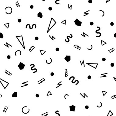 Doodle Retro memphis geometrik çizgi şekli ile dikişsiz desen