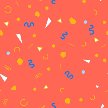 Doodle Retro memphis geometrik çizgi şekli ile dikişsiz desen