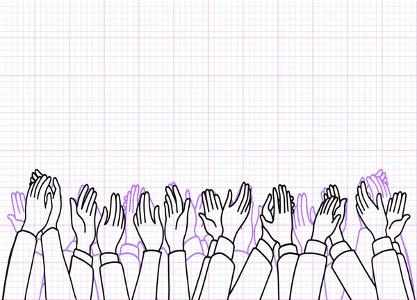 Applaudissements main dessiner, mains humaines applaudissant ovation. style doodle, v — Image vectorielle