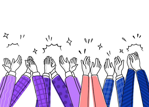 Рука аплодирует, человеческие руки хлопают овациями. doodle style, v
