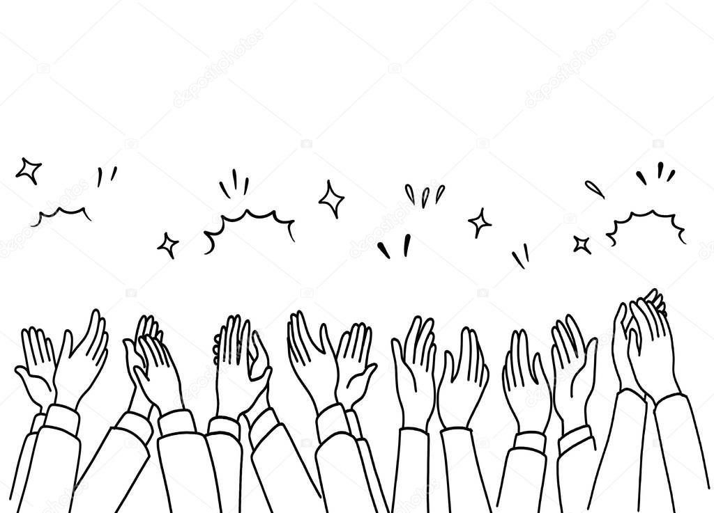Applause hand draw,Human hands clapping ovation. doodle style ,v