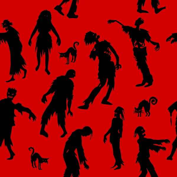 Seamless pattern with  Zombie silhouettes. vector background  fo — Stock Vector