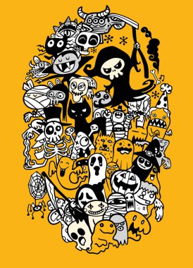 vektör el çizilmiş Doodle karikatür seti nesneleri ve sembolleri t