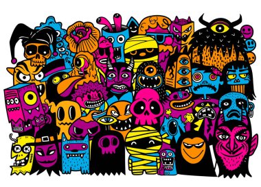 vektör el çizilmiş Doodle karikatür seti nesneleri ve sembolleri t