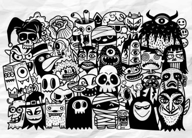 vektör el çizilmiş Doodle karikatür seti nesneleri ve sembolleri t