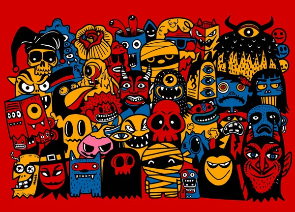 Vector dibujado a mano Doodle conjunto de dibujos animados de objetos y símbolos en t — Vector de stock