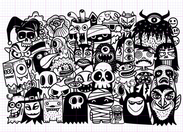 Vector dibujado a mano Doodle conjunto de dibujos animados de objetos y símbolos en t — Vector de stock