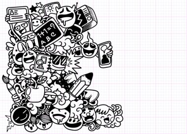 Komik okul karakterleri ile okul vektör afiş tasarımı geri