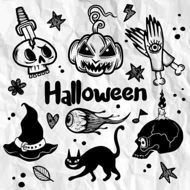 Mutlu Cadılar Bayramı tasarım unsurları. Cadılar Bayramı tasarım unsurları, logo