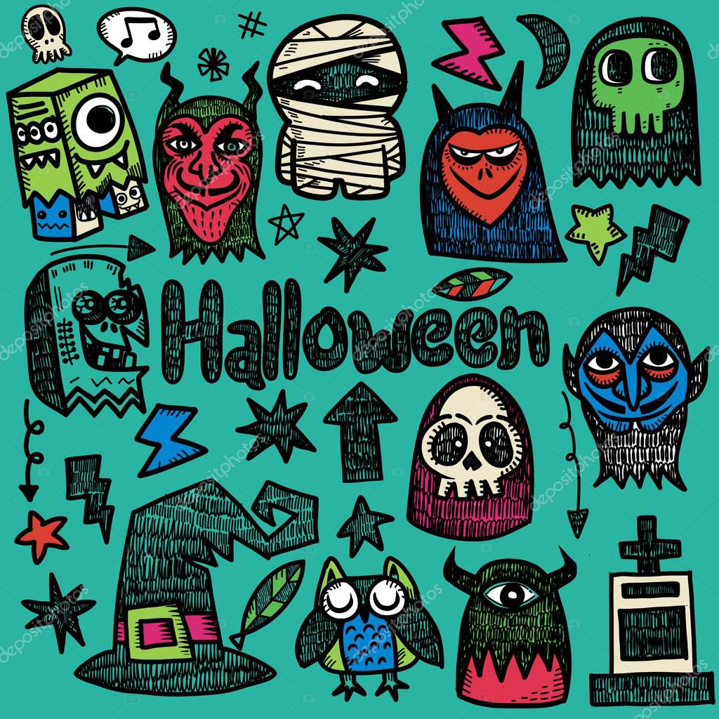 Happy Halloween design elements. Halloween design elements, logos, badges, labels, icons and objects