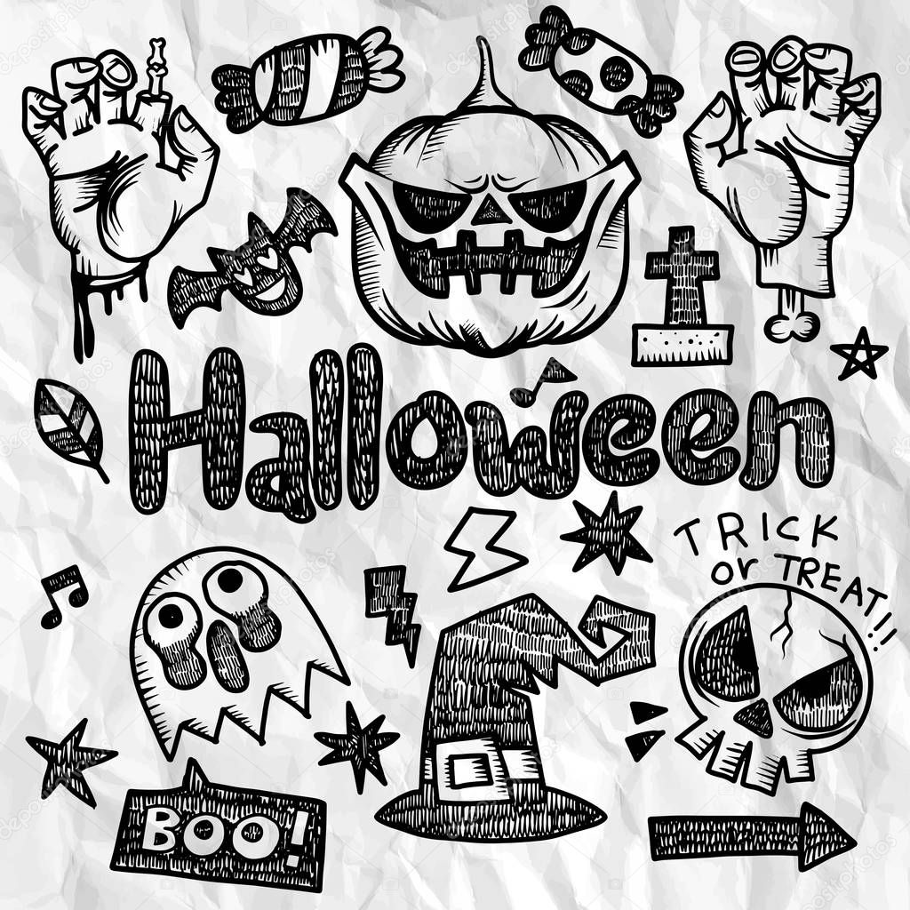 Happy Halloween design elements. Halloween design elements, logos, badges, labels, icons and objects