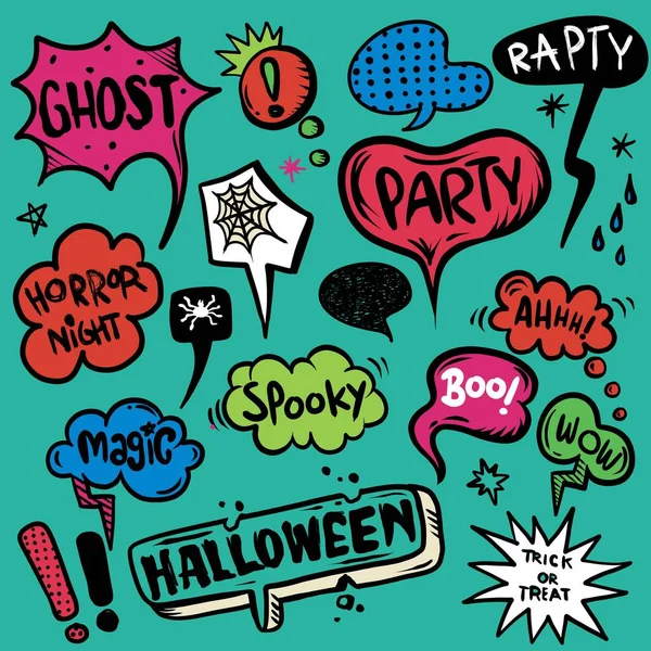 Halloween speech bubbles set with text,  Halloween, trick or thr — Stock Vector