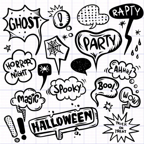 Burbujas de voz de Halloween con texto, Halloween, truco o thr — Vector de stock