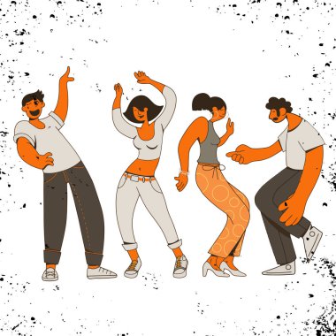 Bir grup mutlu dansçı ya da erkek ve kadın dansçı.