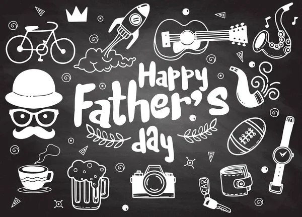 Fathers Day Collection Hand Drawings Male Accessories Background — Stock Vector