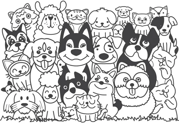 Divertido Perro Lindo Gato Mejores Amigos Feliz Día Amistad Ilustración — Archivo Imágenes Vectoriales