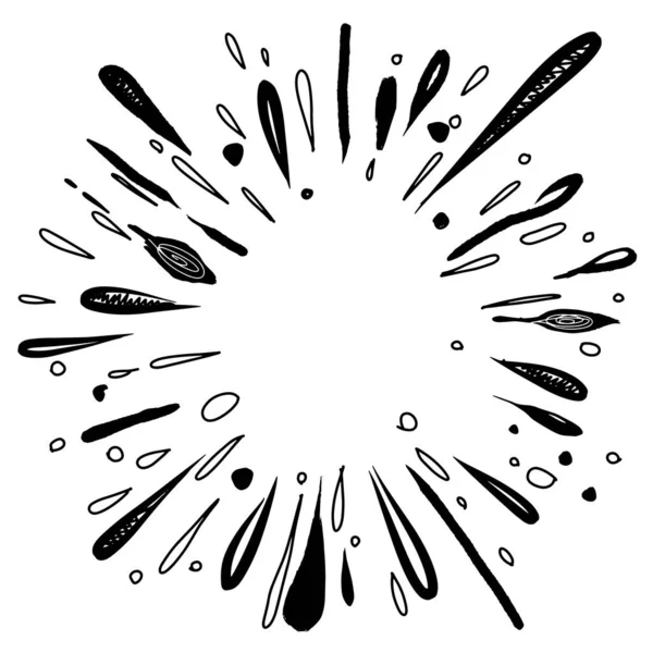 水爆或星暴涂鸦 太阳暴爆炸手绘设计元件烟花 — 图库矢量图片