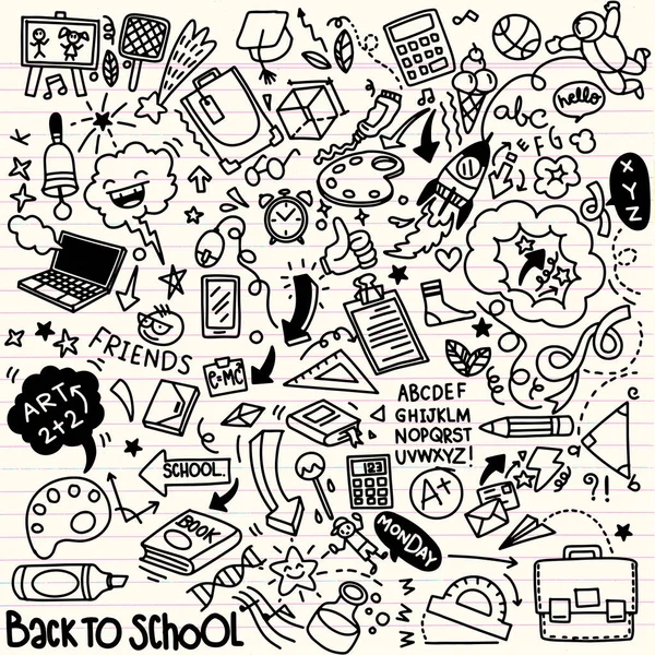 Clipart École Icônes Symboles Vectoriels École Doodle Objets Éducatifs Statiques — Image vectorielle