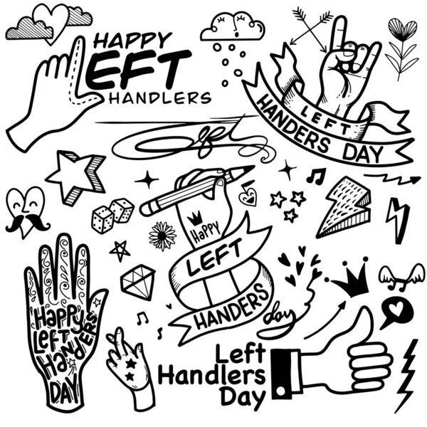 Deixou Handers Day Estilo Tatuagem Desenhado Mão Caligrafia Vetorial Para —  Vetores de Stock