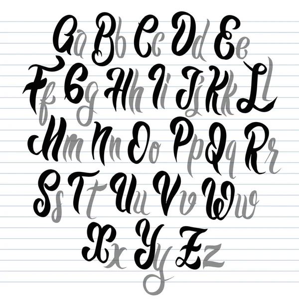 Brush Lettering Fonte Alfabeto Ilustrativo Ilustração Desenhada Mão Doodle Desenho —  Vetores de Stock