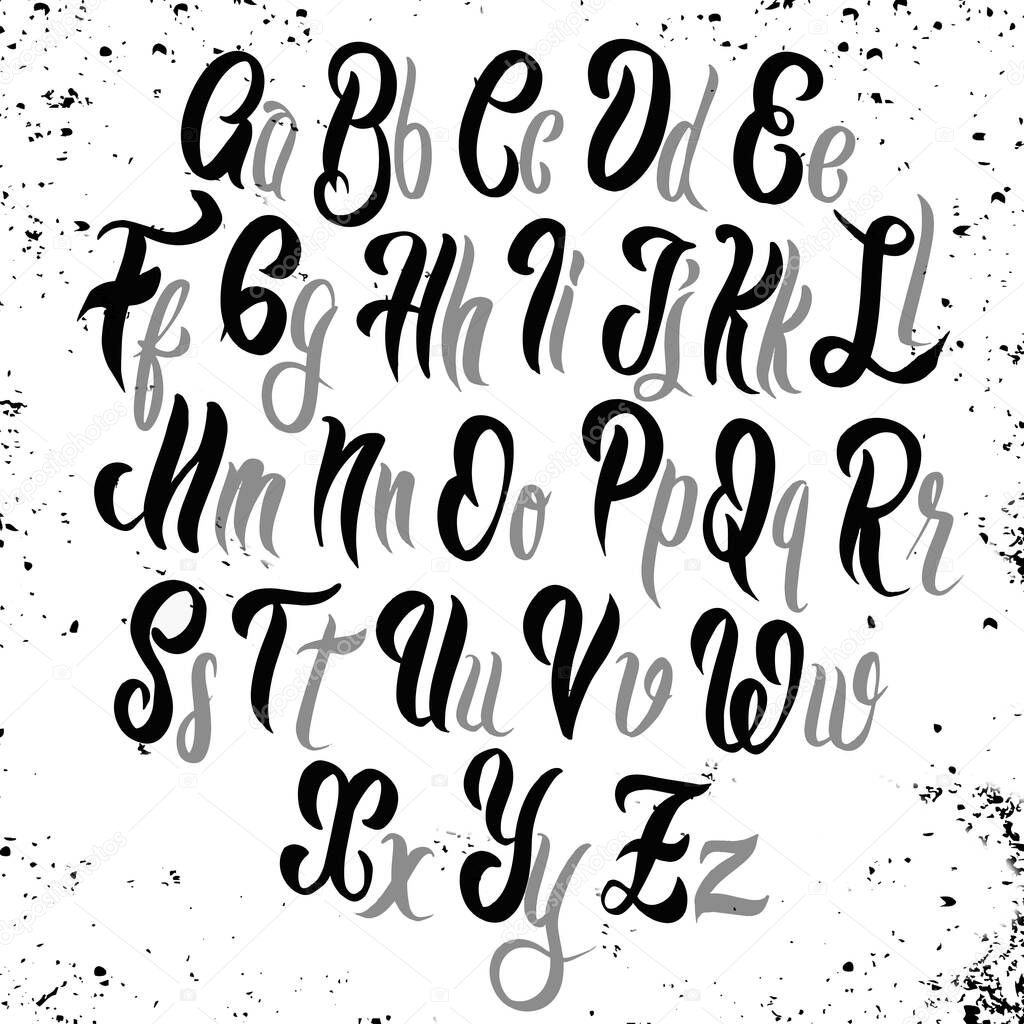 Brush lettering font. Illustration alphabet. Hand Drawn Illustration of Doodle, illustrator line tools drawing,Flat Design