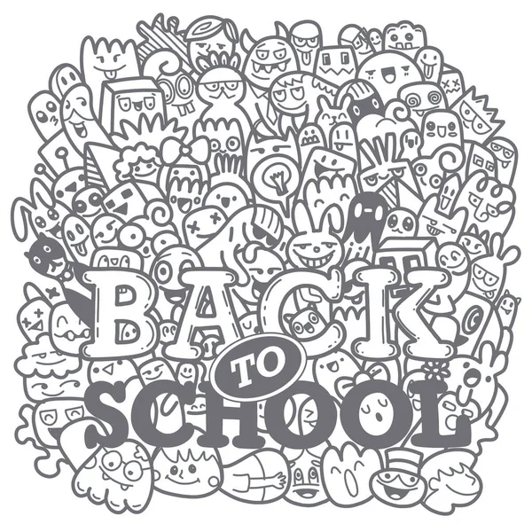 教育的概念 手绘学习用品的学校背景和流行艺术风格的复学漫画语言泡沫 — 图库矢量图片