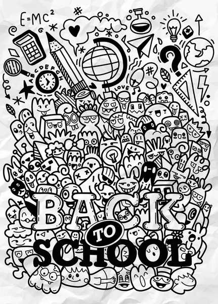 Concept Education School Background Hand Drawn School Supplies Comic Speech — Stock Vector