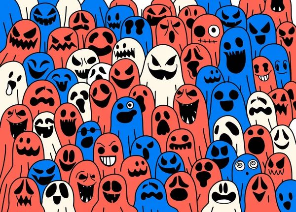 Ghost Patroon Halloween Spooky Sjaal Geïsoleerd Herhalen Wallpaper Tegel Achtergrond — Stockvector