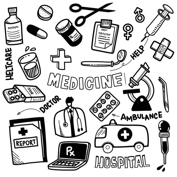 Medical Icon Set Line Icons Medical Icon Set Doodle Style — Stock Vector
