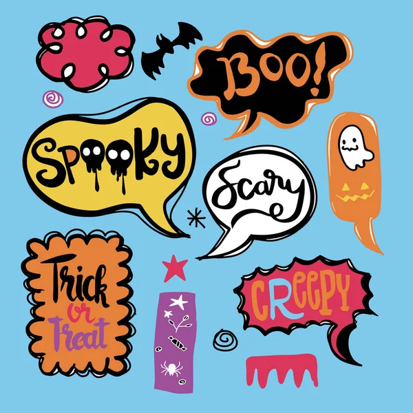 Halloween Hlasové Bubliny Set Textem Strašidelné Trik Nebo Hrozba Strašidelné — Stockový vektor