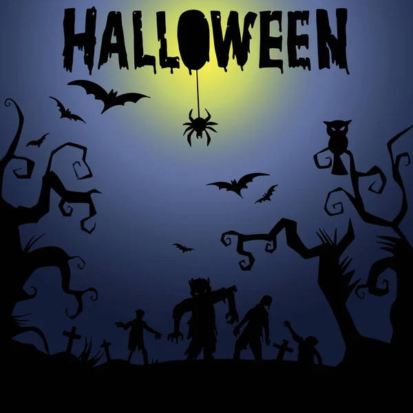 Feliz Vetor Halloween Cartaz Caligrafia Férias Cartão Saudação Convite Partido — Vetor de Stock