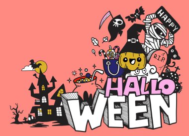 Doodle 'ın El Çizimi Vektör İllüstrasyonu, Çizim çizimi araçları, Düz Tasarım