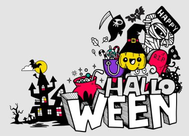 Doodle 'ın El Çizimi Vektör İllüstrasyonu, Çizim çizimi araçları, Düz Tasarım