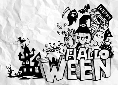 Doodle 'ın El Çizimi Vektör İllüstrasyonu, Çizim çizimi araçları, Düz Tasarım