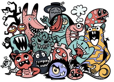 Güzel el çizimi Cadılar Bayramı karalamaları, vektör çizimi